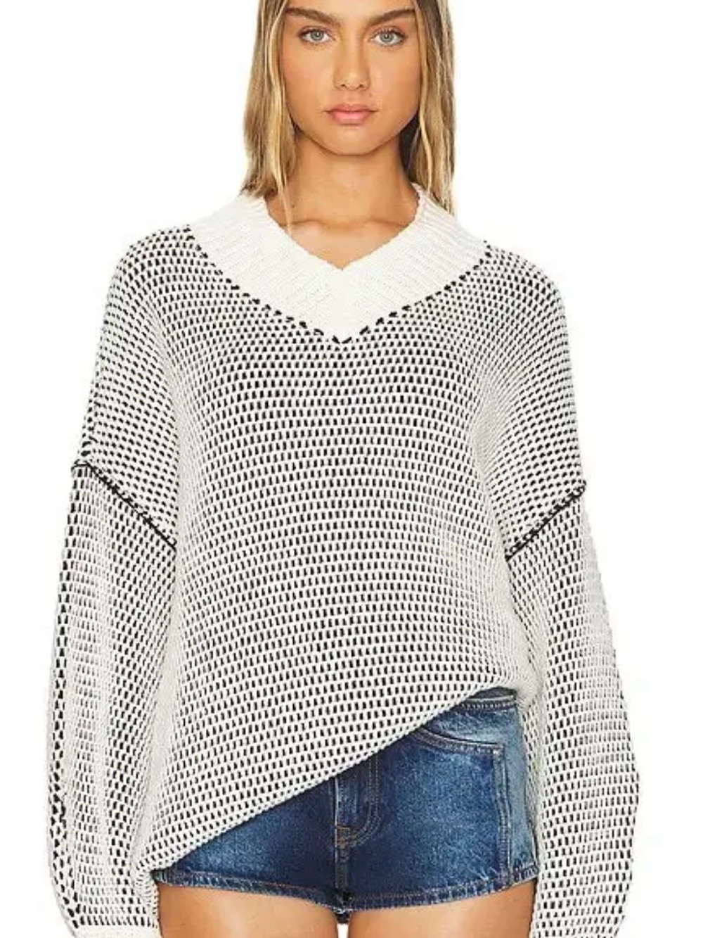 Free People Maisie Oversized Black & White Sweated Size XS
